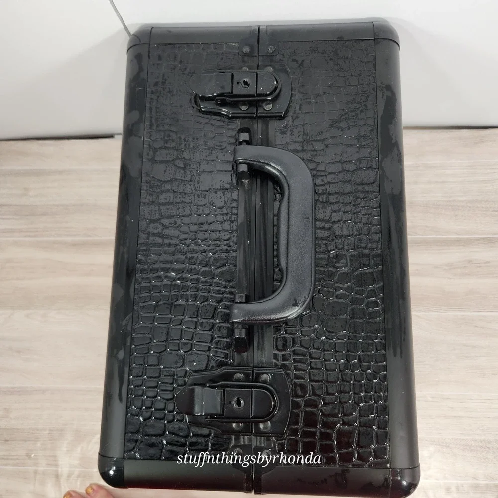 Sephora Pro Hard Shell Make Up Travel Case Faux‎ Black Alligator 13.5x9.5x8.5
